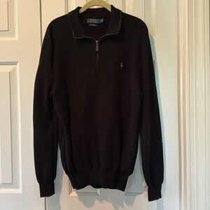 Men’s Black Polo Ralph Lauren quarter zip sweater, size L, EUC